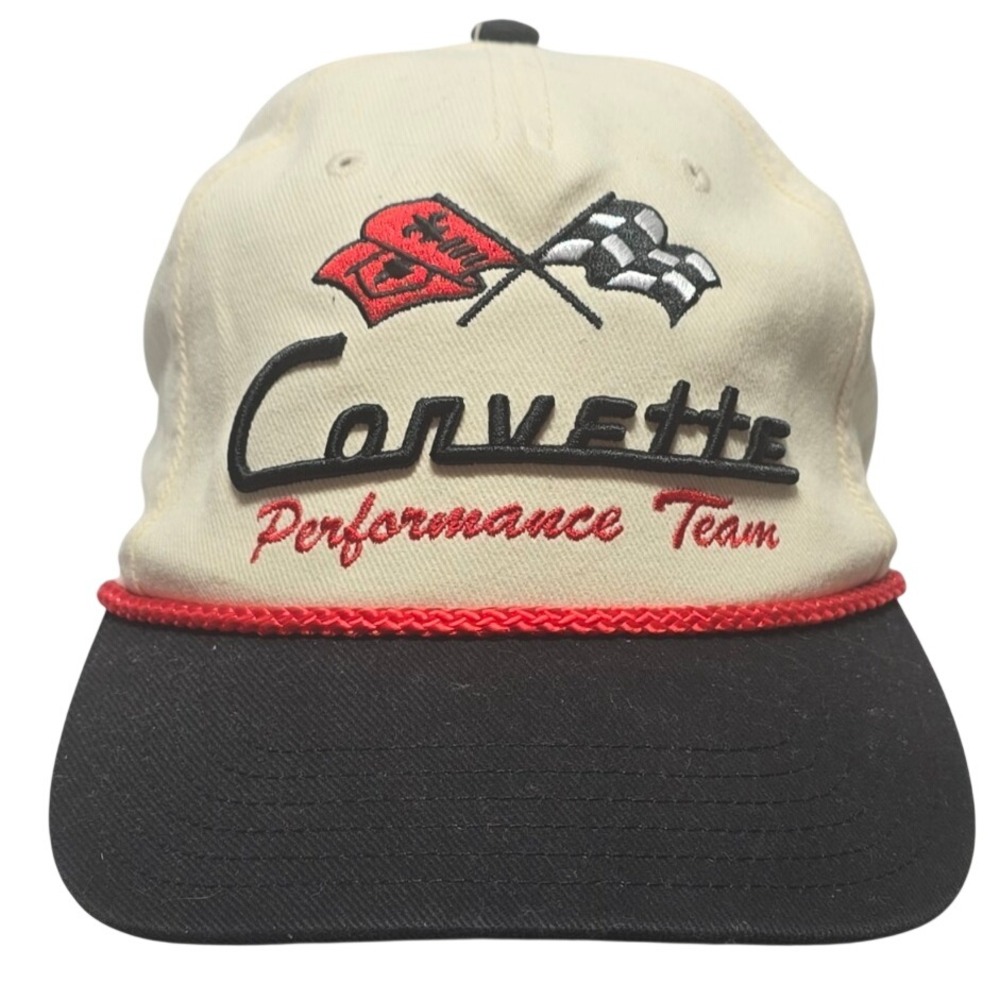 Corvette Performance Team Hat Mad Engine Snapback C5 Logo Cream Black Rope Cap